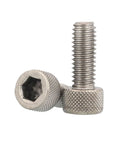 Top Shelf Grade Two Titanium Hex Socket Cap Screws Din 912 M8 Metric Knurled Grip Industrial Hardware Pack on white background.