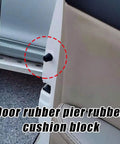Keep The Dents At Bay With These Heavy Duty Rubber Car Door Overslam Bumper Stopper 10 Pack installed on car door frame.