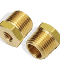 Brass reducing pipe fittings, 1/2 in NPT male to 1/8 in NPT female, hex head, 2-pack