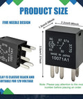 Heavy Duty 5 Pin 12 Volt 30 Amp Automotive Relay 2 Pack Bullet Proof Multi Purpose Car Switch For Fuel Pump Cooling Fan Weather Resistant Rig Ready Swap Street Rated Underhood Electrical Part size comparison with clear dimensions.