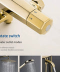 Close-up of UBNMIUBV Shower Head -Pe Rain Shower System Thermosshower Combo Set gold wall-mounted faucet switch with 3 water modes.