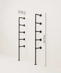 Heavy Duty Wall Mounted Shelf Brackets For DIY Industrial Shelving, Black Steel Pipe Design shown with dimensions