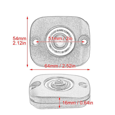 Front Brake Master Cylinder Fluid Reservoir Cover Cap For Touring Motorcycles dimensions sketch
