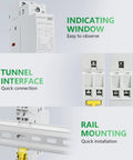 Top Shelf 25A Ac Dc Contactor 2 Pole Whispy Silent Din Rail Mount Magnetic Power Switch Zero Hum For Home Automation Hvac Rigs And Ev Chargers Easy Install showing indicating window, tunnel interface, and rail mounting features.