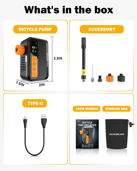 Pocket Electric Bike Pump With Gauge 120 PSI Brushless Motor 1500mAh Battery Ultra Fast On The Go Inflation For Road MTB City And E Bikes Compact Portable Tire Inflator For Any Adventure