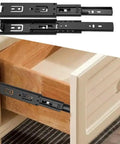 Full Extension Drawer Slides And Short Drawer Slides Guide Rail Hardware Set For Cupboard And Home Kitchen Steel 12cm With Tool Free Quick Release Latches For Easy Install And Maximum Storage Access visible on a wooden drawer