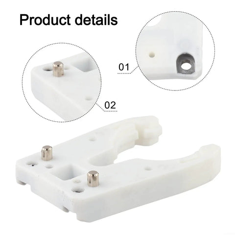 Super Secure ISO30 Tool Holder Claw Clamp For CNC ATC Machines, detailed view of white body with metal pins, precise design