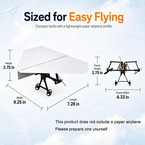 DIY Paper Airplane RC Kit For Grownups Build A Motorized Remote Control Paper Plane With Propeller dimensions diagram