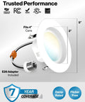 24 Pack 4 Inch LED Recessed Can Lights With 5CCT Selectable Color Temperature From 3000K To 6500K, Dimmable, Damp Rated Retrofit Kit