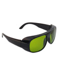 Professional Laser Engraving Safety Glasses With Badass Eye Protection And Hella Reliable 450Nm 1064Nm Nd Yag Blocking For Every Workshop Project Designing And Jewelry Crafting Tasks, featuring green lenses and black frames.