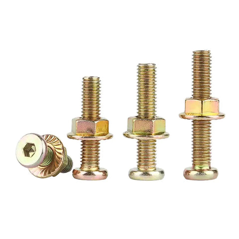 Heavy Duty M6 Flat Round Head Hex Socket Screws With Flange Nuts Kit Zinc Plated Allen Bolts M6x10 close-up view