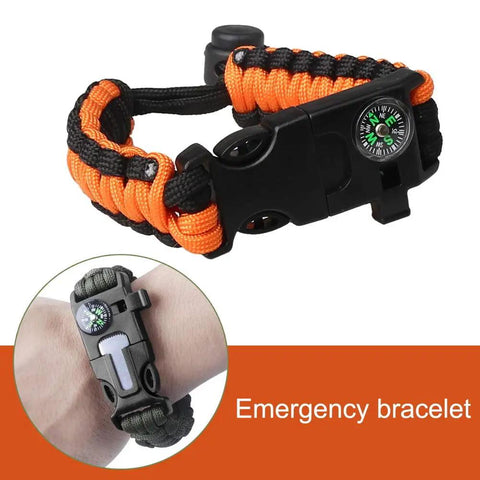 Two Pack Survival Paracord Bracelet With Flint Fire Starter Scraper Compass Whistle And Adjustable Wristband In Army Green Black And Orange For Camping Hiking And Emergency Prep Gear For Any Adventure