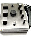 Square Shape Disc Cutter Set 7 Piece Punch Tool Kit For Jewelry Making with various square sizes on metal platform