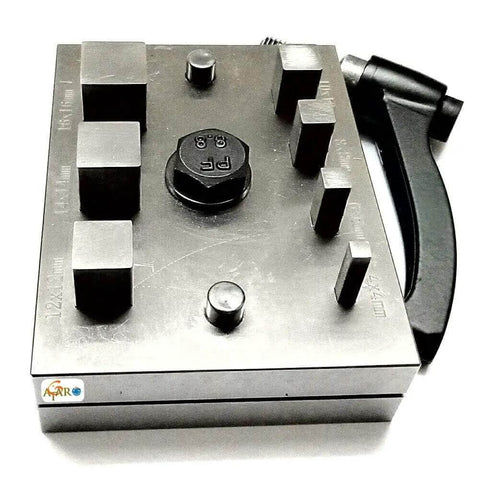 Square Shape Disc Cutter Set 7 Piece Punch Tool Kit For Jewelry Making with various square sizes on metal platform