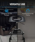 Backrest Shop Stool For Garage And Workshop Adjustable 22 To 28 Inches 360 Swivel With Footrest in garage setting