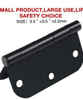 Matte Black 3.5 X 3.5 Inch Door Hinges Heavy Duty Interior Removable Pin 42 Pack, hinge with three screw holes, close-up view