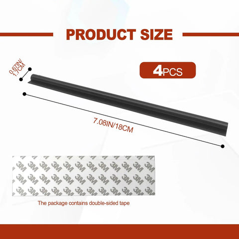 Car Cable Concealer Sleeve Kit size and adhesive tape details, 18x1.6 cm, 4 pcs, for USB and audio video cables management.