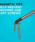 Magnetic Screwdriver Set 17 Piece With Secure Grip Magnetic Tips picking up screws, showing effectiveness and versatility.