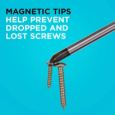 Magnetic Screwdriver Set 17 Piece With Secure Grip Magnetic Tips picking up screws, showing effectiveness and versatility.