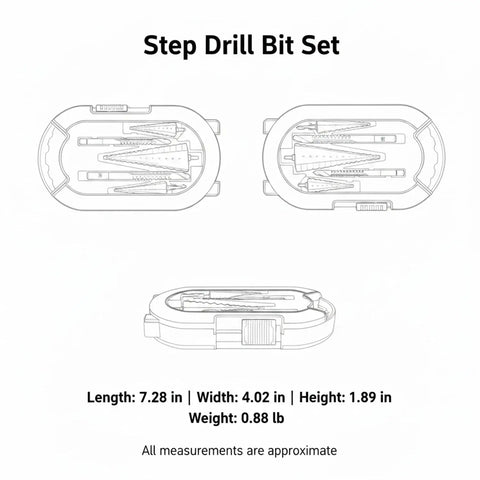 Top Rated 6-Piece Titanium Step Drill Bit Set For Metal Wood And Plastic Serrated Cone Bits To Cut Clean Holes Without Burrs Plus Storage Case Included case with six step drill bits, 7.28 x 4.02 x 1.89 in