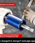 3 In 1 Electric Drill Pipe Extractor Kit For Removing Broken Pipes, Rusted Faucet Bolts, Damaged Valves, And Angled Fittings, showing blue extractor.