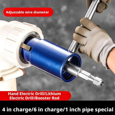 3 In 1 Electric Drill Pipe Extractor Kit For Removing Broken Pipes, Rusted Faucet Bolts, Damaged Valves, And Angled Fittings, showing blue extractor.