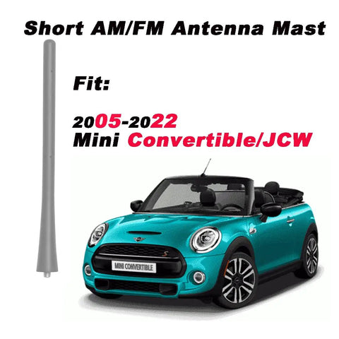 BMW Mini Cooper 7 Inch Antenna Mast Replacement Direct Fit Short Roof Rear Antenna Black Flexible Rubber Easy Install