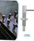 Top Shelf Stainless Steel Indexing Plunger Pin Delivers Bulletproof Secure Locking For Shop Cabinets And Vehicle Parts close-up view of spring plunger