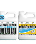 Go To Exterior Restorer Kit That Brings Back Original Color And Revives Faded Shutters Patio Furniture Garage Doors And More Eco Friendly Ten Year Finish Includes Powerful Cleaner Quart Kit with two bottles of cleaner and restorer.