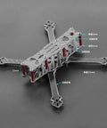 F4 X1 175mm FPV Racing Drone Frame Kit Carbon Fiber Quad Frame Rack showing frame dimensions and carbon fiber structure.