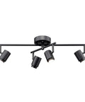 Walton 4-Light Integrated LED Track Lighting System in Matte Black with center swivel bar, modern industrial look.