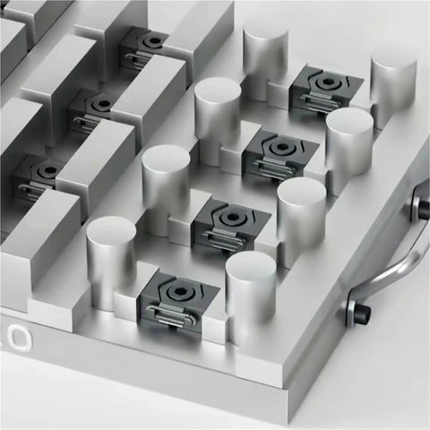 Heavy Duty M6 M8 M10 M12 Ok Vise Precision Clamping Tool With Tooth Surface For CNC Multi Station Batch Processing Made From Tough 440C Steel That Handles Any Job Like A Boss on a metal surface with precise clamping fixtures.