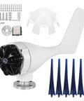 800W Wind Turbine Generator Kit With 6 Nylon Blades And Controller For Boats Terraces Cabins Blue Finish