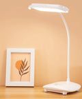 Cordless Desk Lamp With 40 LED Panel, Rechargeable Big Battery, Touch Dimmer on desk with flexible gooseneck in home office