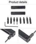 Digital Caliper Accessories For Internal External Groove Step Measurement set showing 8 precision points and 2 clamps.