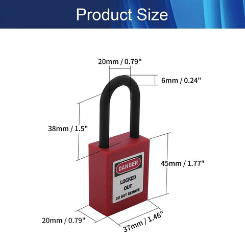 3 Pack Lockout Tagout Safety Padlocks, Keyed Alike LOTO Locks with Steel Shackle, Red Compact Padlocks for Luggage or Toolbox