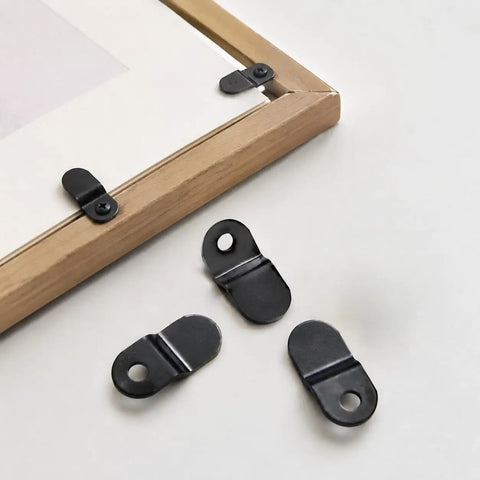 Three Eighths Inch Depth Flat Offset Canvas Clips Black Z Shaped Heavy Duty Mirror Clips For Frameless Mirror And Picture Framing Hardware With Screws Twenty Pieces black clips on wood frame