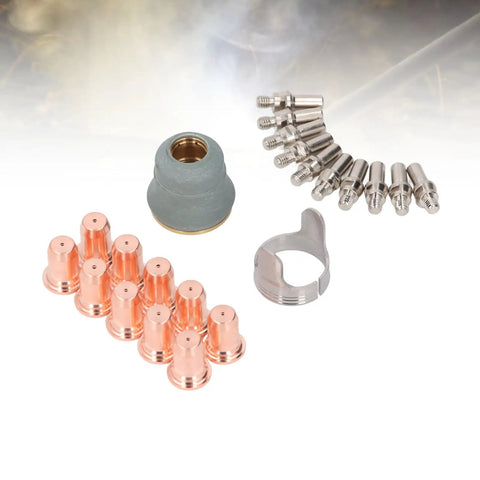 Get Ready For Heavy Duty Cuts With This 22PC Plasma Cutting Consumables Kit. Includes brass nozzles and electrodes for PT 60 torch.