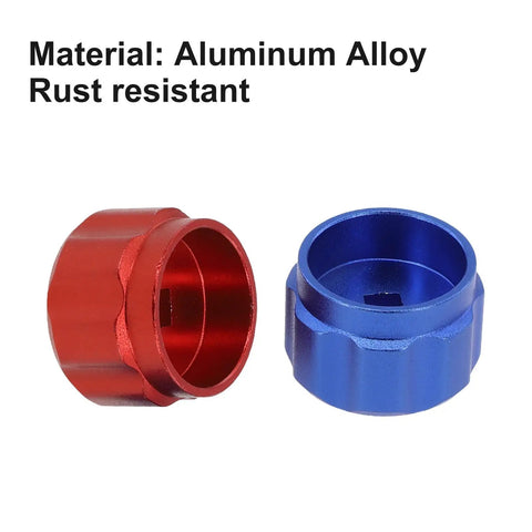 Heavy Duty 2PC Round Wheel Handles For Refrigeration Manifold Gauges Made From Rugged Aluminum Alloy And Rust Resistant Material, red and blue