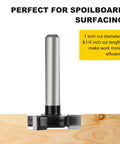 Heavy Duty Spoilboard Surfacing Router Bit With One Quarter Inch Shank And One Inch Cutting Diameter Three Wing Carbide Cutter