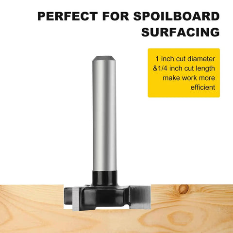 Heavy Duty Spoilboard Surfacing Router Bit With One Quarter Inch Shank And One Inch Cutting Diameter Three Wing Carbide Cutter