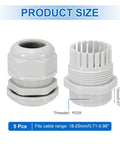 Five Pack PG29 Cable Glands, Adjustable 18-25mm, PA6 Nylon, IP68 Waterproof Connectors With Seals, Anti-Corrosion, Built Tough For Industrial And Outdoor Electrical Enclosures, White