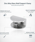 Heavy Duty Glass Shelf Clamp Mounting Bracket For Bathroom Cabinets And Wardrobes, Zinc Alloy Hardware Replacement, side view