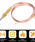 Gas Thermocouple With M8x1 End Nut And Head Tip Sensor For Outdoor Gas Setups, Pro Grade, 60 Cm Overall Length, 5.5 By 1 Cm Probe