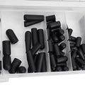 Massive 80-Pack Rubber Vacuum Line Caps Assortment Kit For Cars With Hose Covers In 6 Sizes From 532 To 38 Inch For Carburetor Manifold And Vacuum Tubes Exterior Parts That Keep Things Sealed Tight And Running Smooth Like A Dream, black rubber caps in organizer
