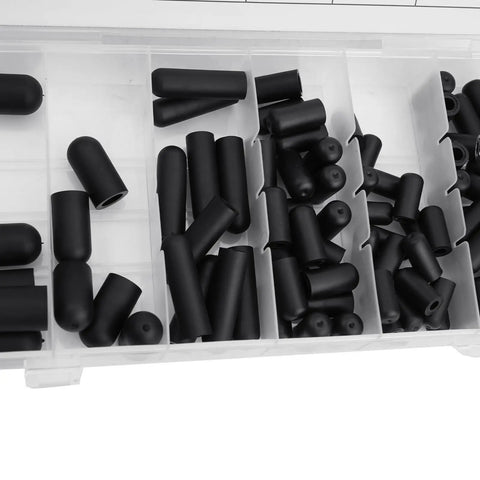 Massive 80-Pack Rubber Vacuum Line Caps Assortment Kit For Cars With Hose Covers In 6 Sizes From 532 To 38 Inch For Carburetor Manifold And Vacuum Tubes Exterior Parts That Keep Things Sealed Tight And Running Smooth Like A Dream, black rubber caps in organizer