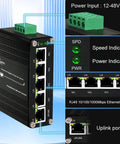 Rugged Industrial 5 Port Gigabit Ethernet Switch Built For CCTV And Factory Automation, 12-48V DC Power, IP40 Aluminum Case