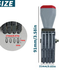 Killer 4 Digit Number Roller Stamp With Changeable Dial Wheel, dimensions 91mm x 21mm, ergonomic design, heavy duty rubber.