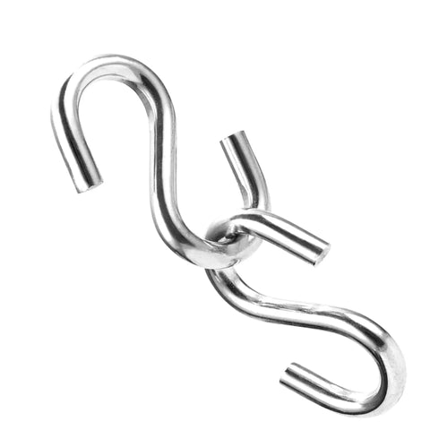 Heavy Duty S Hooks 4 Pack For Hammock Stands, Swings, Plant Hangers, built tough galvanized steel, linked display.