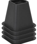 6 Inch Bed Riser Set Of 4 With Wheel Grooves For Stable Lifts And Easy Under Bed Storage In Dorm Or Bedroom Durable Plastic Bed Lifter Elevation For Back Pain Relief Black Finish